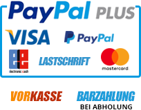 PayPal, Kreditkarte, Lastschrift, Vorkasse, Kauf auf Rechnung, Barzahlung